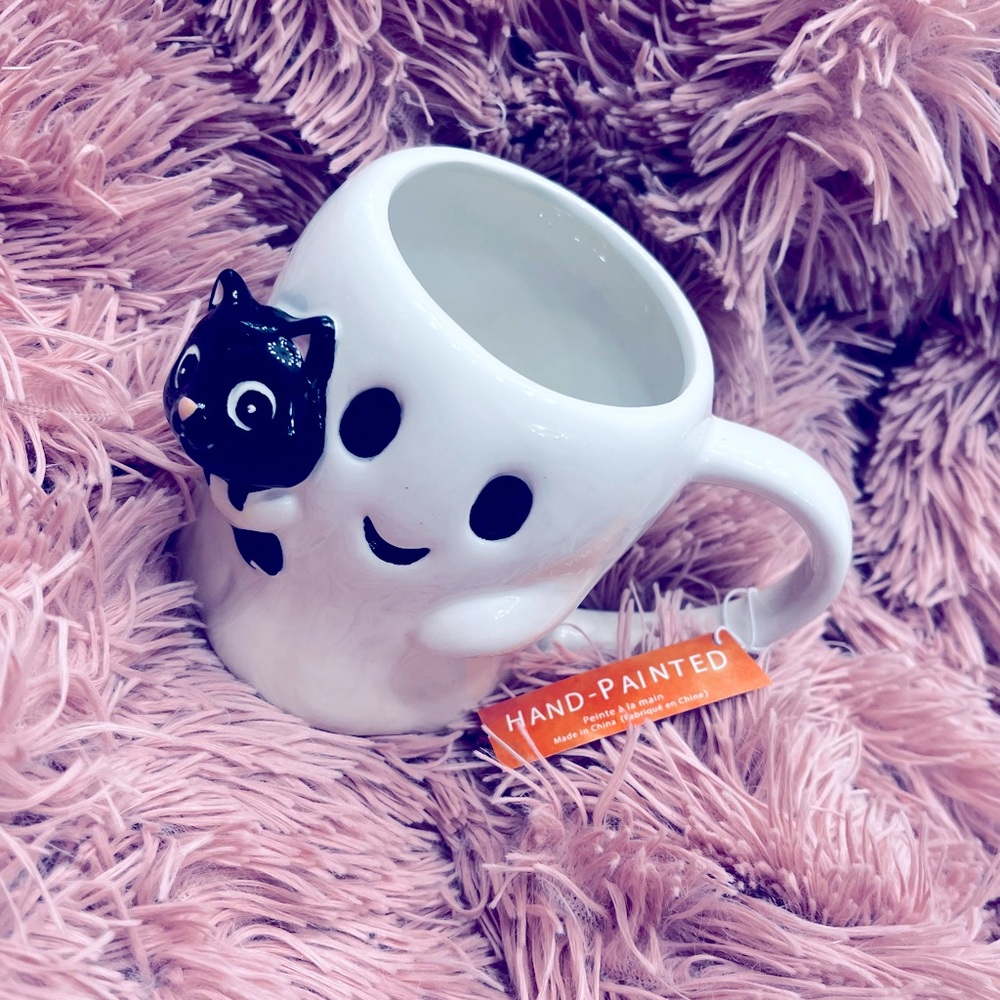 COPY - ✨NEW👻Halloween Ghost mug holding black cat 🐈‍⬛